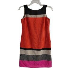 Gabby Skye Women's Color Block Sheath Dress Orange Black Beige Pink Size 4